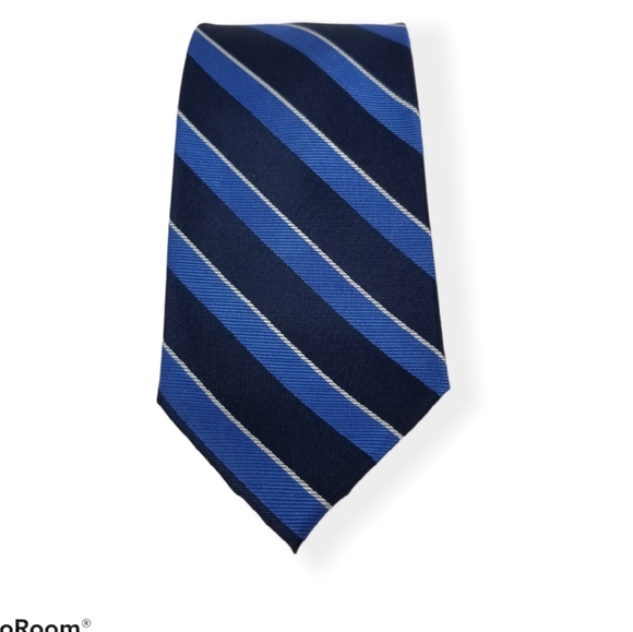 Tommy Hilfiger Blue Striped Silk Tie - Picture 12 of 16